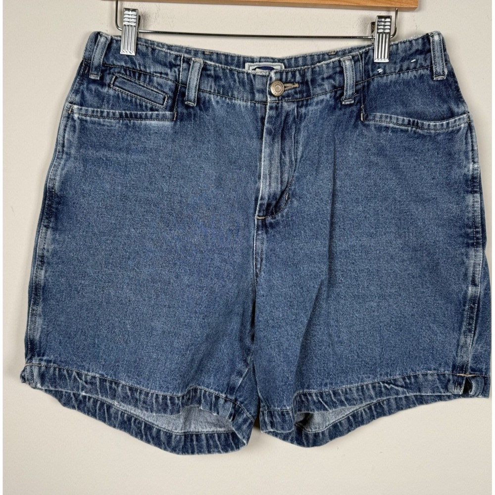 VINTAGE ESSENTIALS High Waisted Denim Mom Shorts Blue Cotton Sz 10 Y2K
